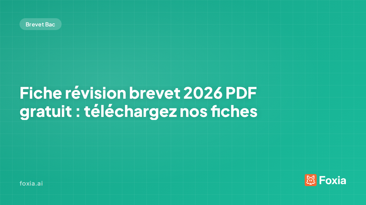 Fiche revision brevet 2026 pdf gratuit — toutes les matières