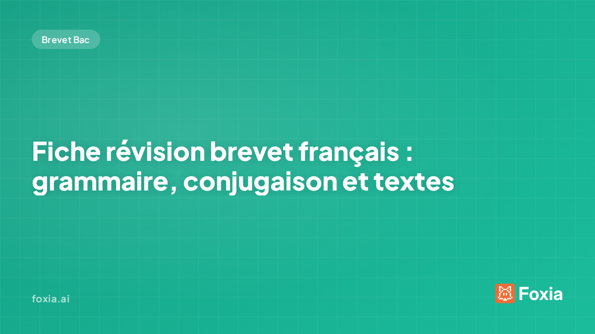Fiche revision brevet francais — grammaire et exercices IA