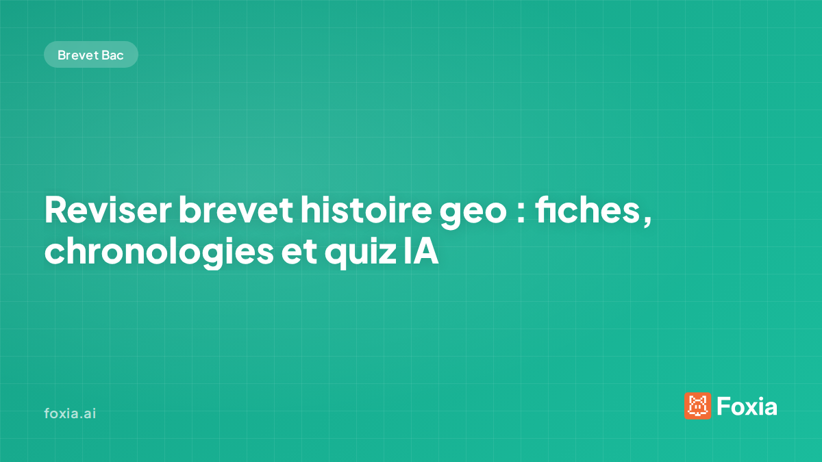 Reviser brevet histoire geo — fiches et quiz IA